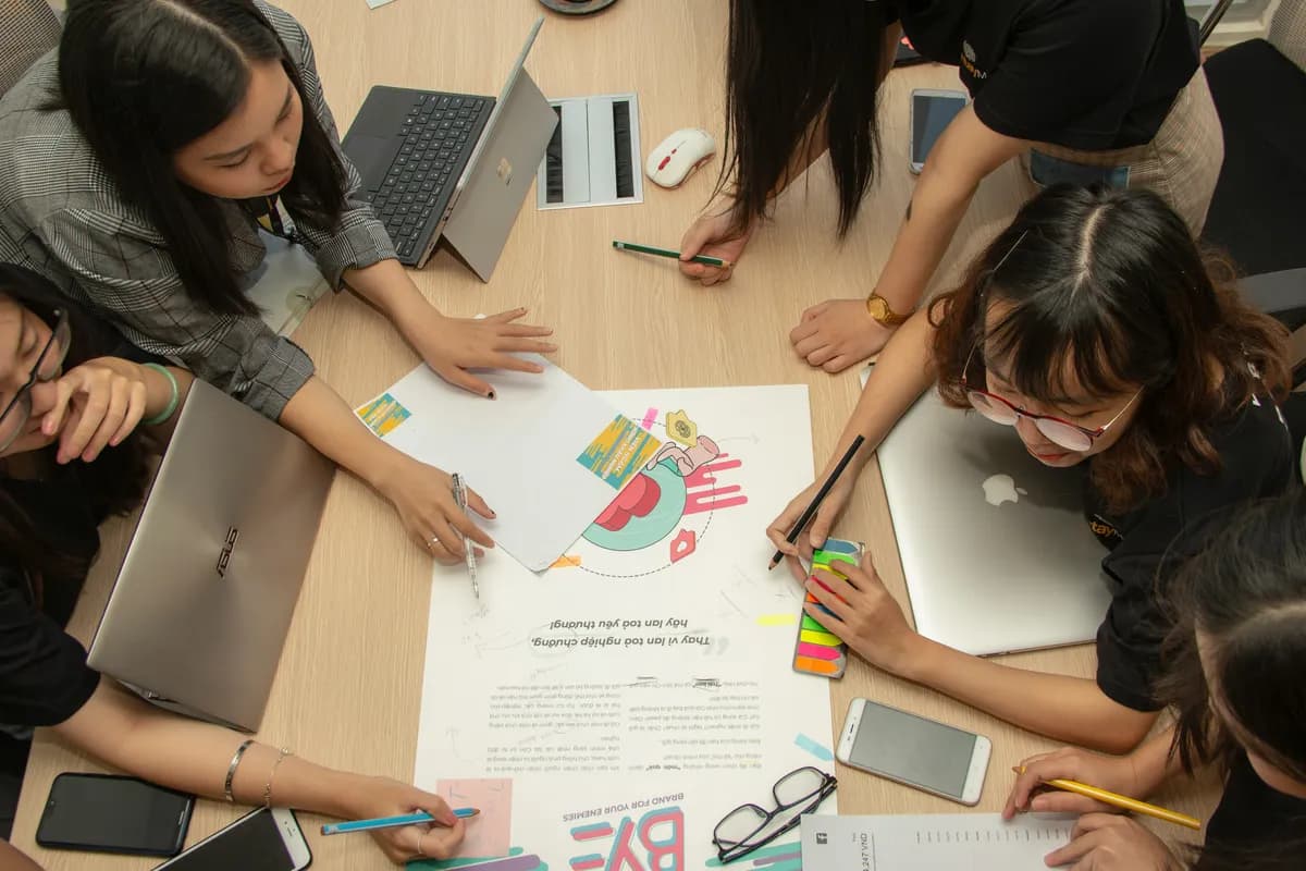 Group of leaders going over an idea